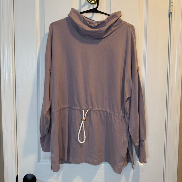 Grey State Mauve Purple Drawstring Cinch Waist Mock Neck Sweatshirt Size 0 - Picture 1 of 7
